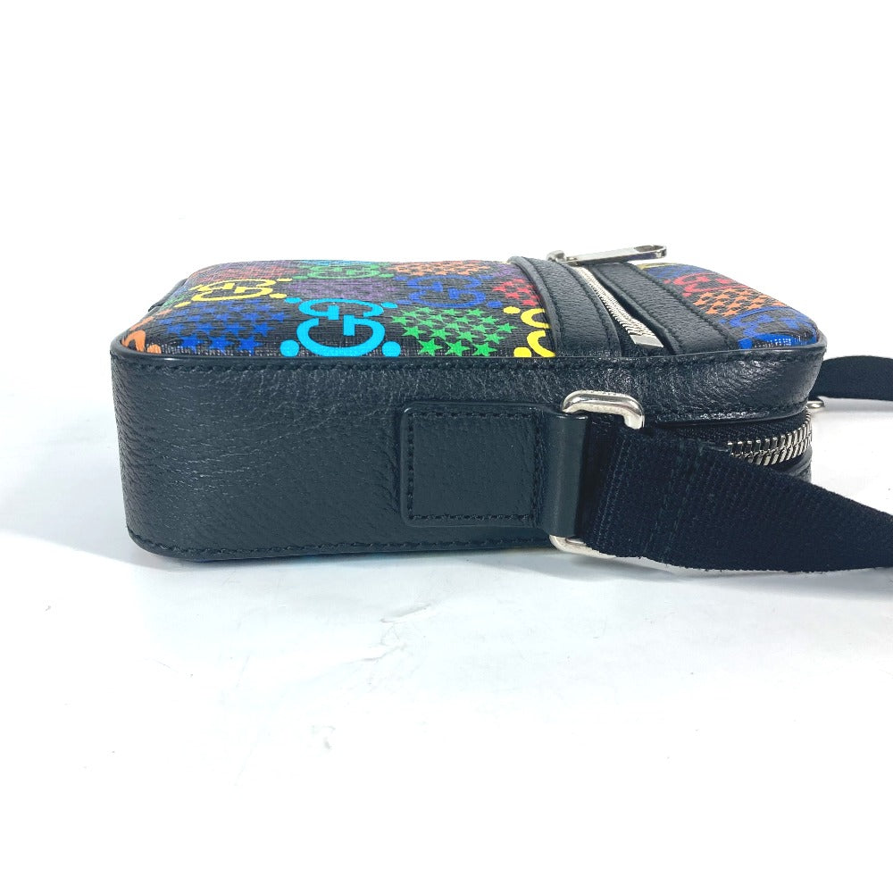 GUCCI Shoulder Bag 598103 leather Black x multicolor GG psychedelic Crossbody unisex(Unisex)