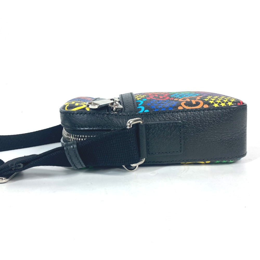 GUCCI Shoulder Bag 598103 leather Black x multicolor GG psychedelic Crossbody unisex(Unisex)