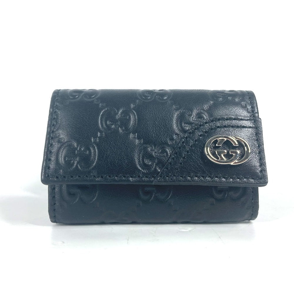 GUCCI Key case Key holder  181680 Sima leather black Guccisima GG 6-key set unisex(Unisex)