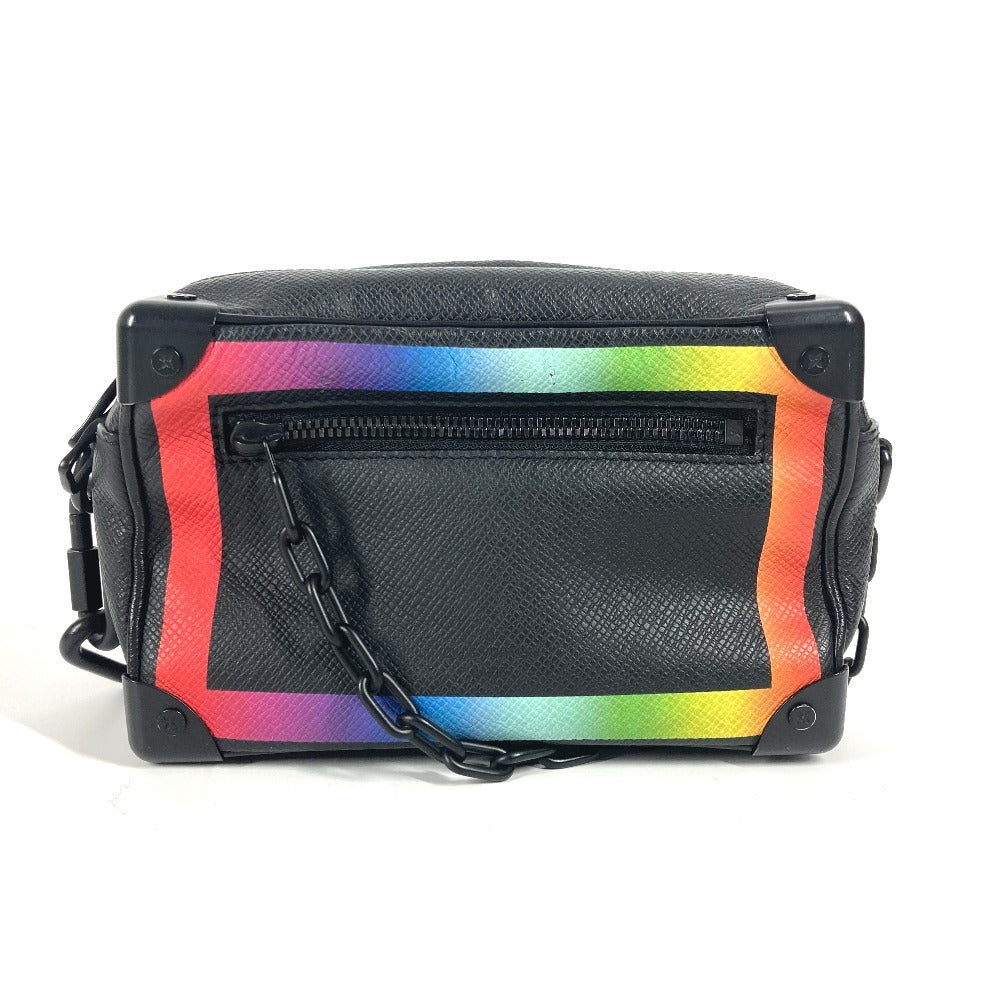 LOUIS VUITTON Shoulder Bag M30351 Taiga Leather black Taiga rainbow Mini soft trunk