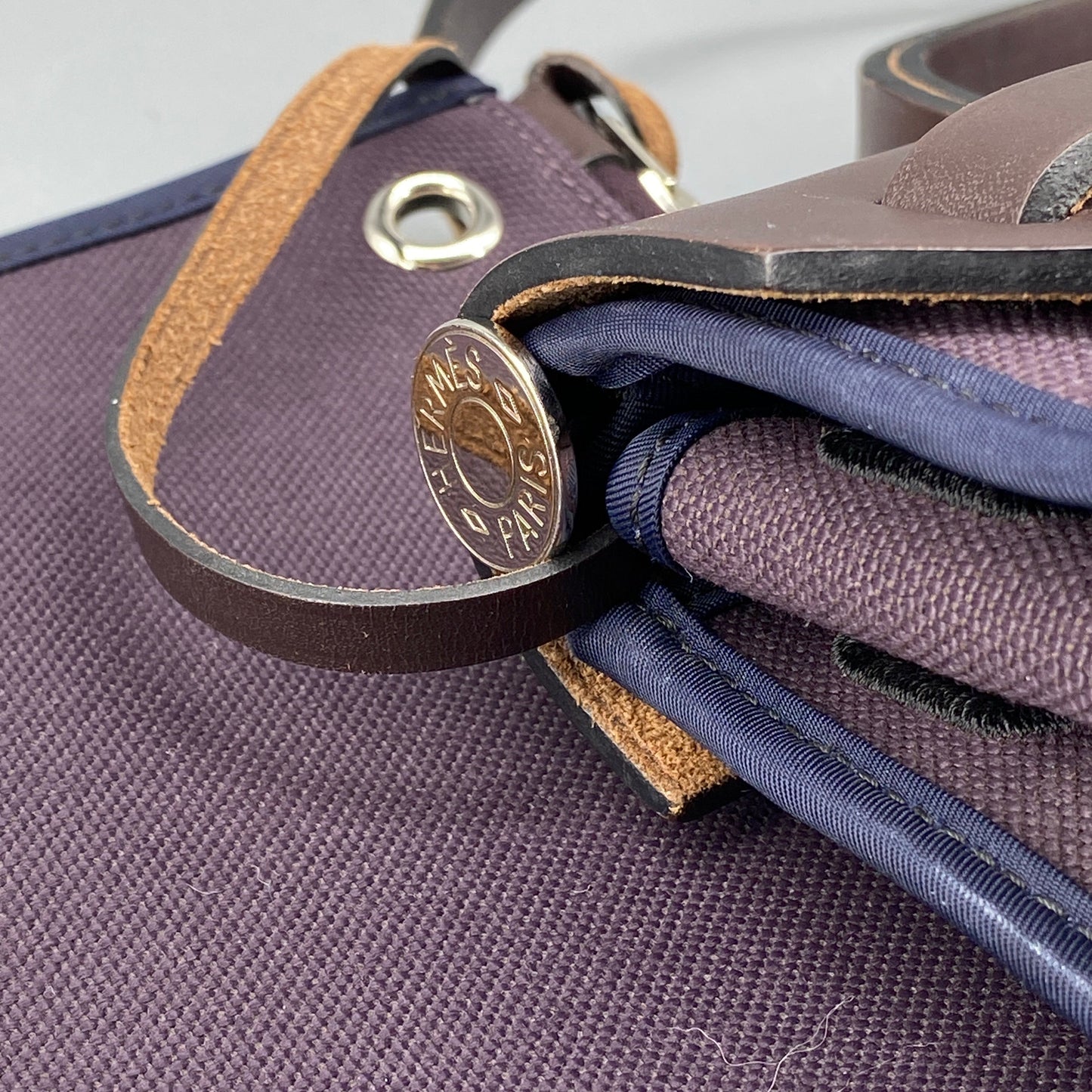 Hermes Herbag 31 Deep Grape Canvas Leather Shoulder Bag
