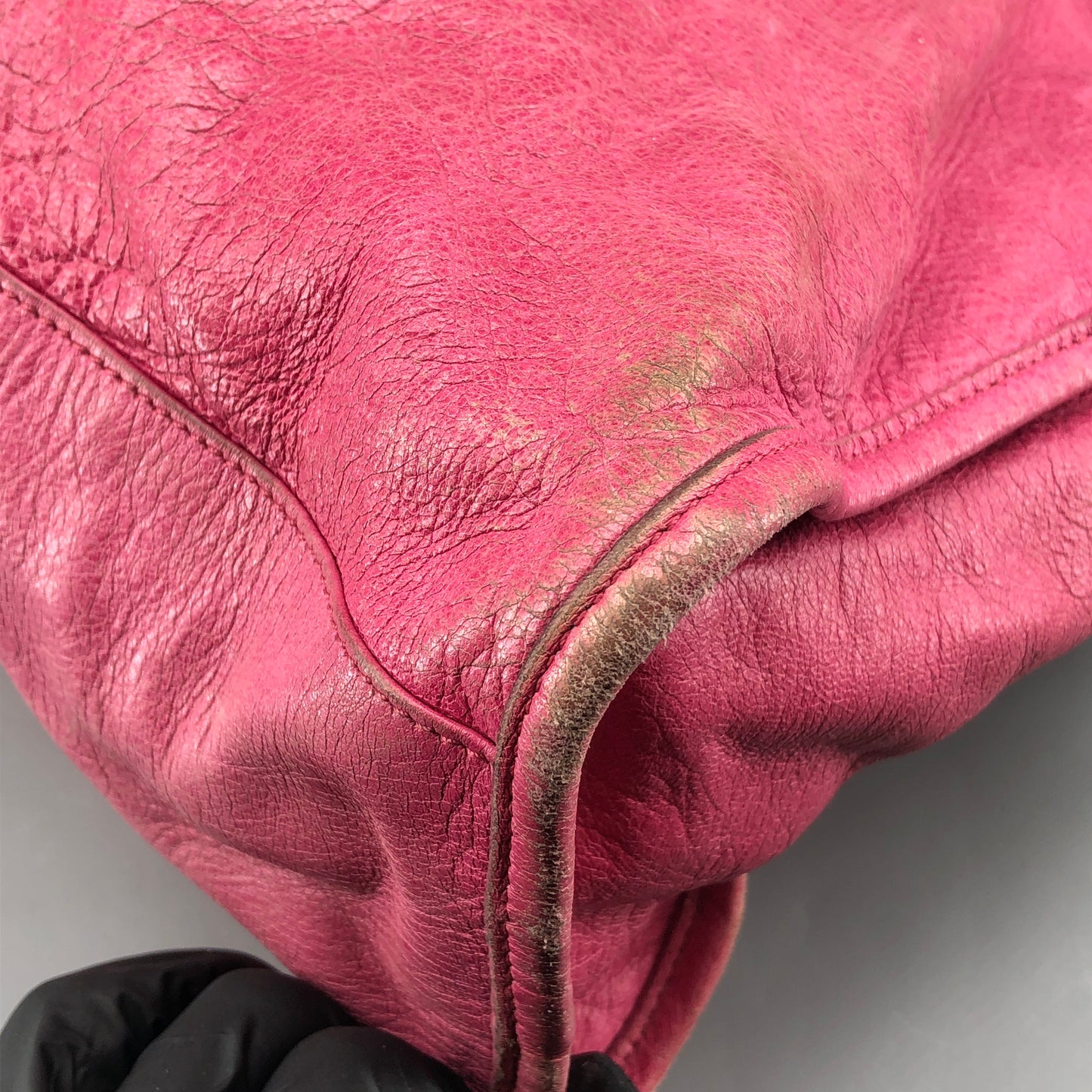 Balenciaga Pink Distressed Leather City Handbag Shoulder Bag