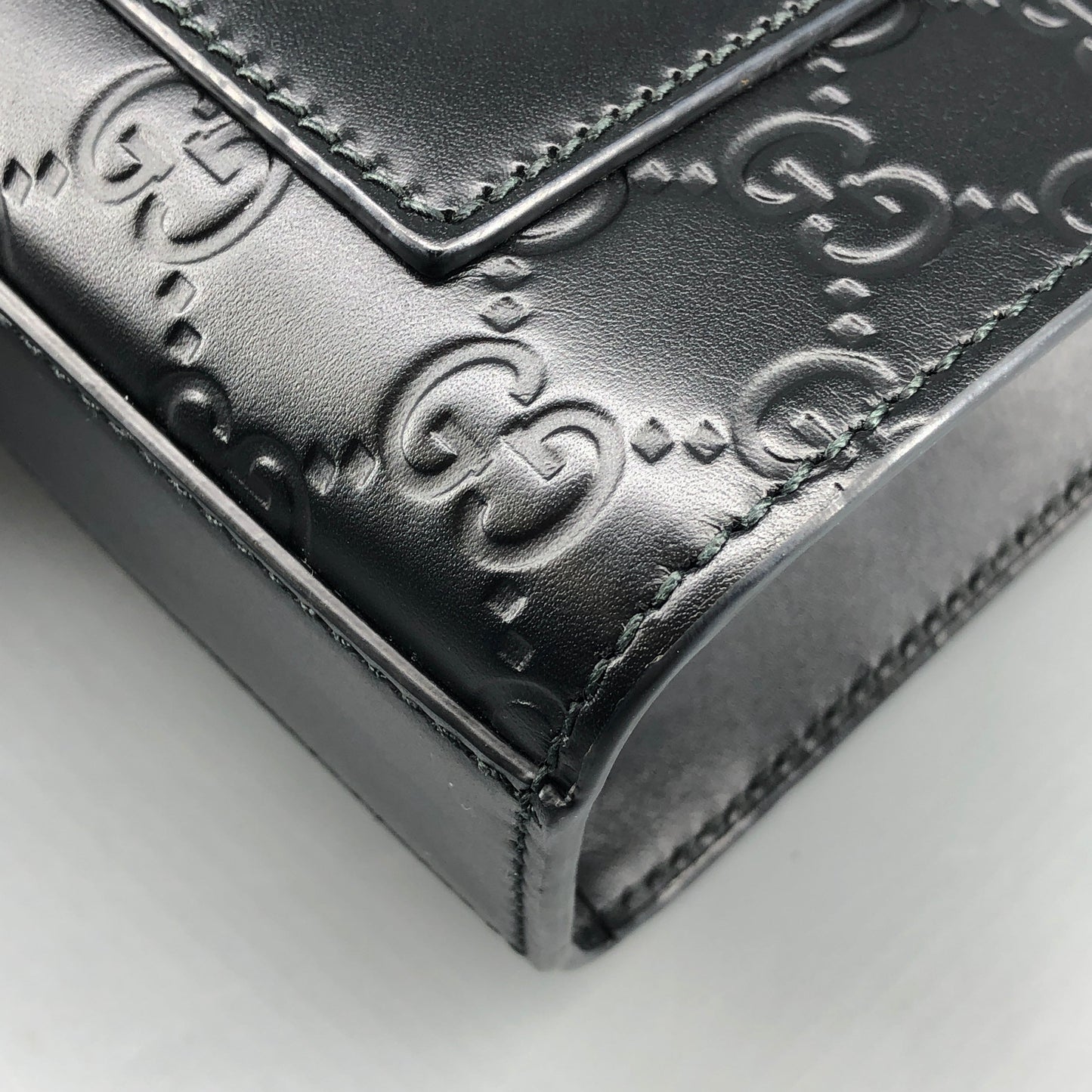 Gucci Black GG Embossed Leather Padlock Shoulder Bag
