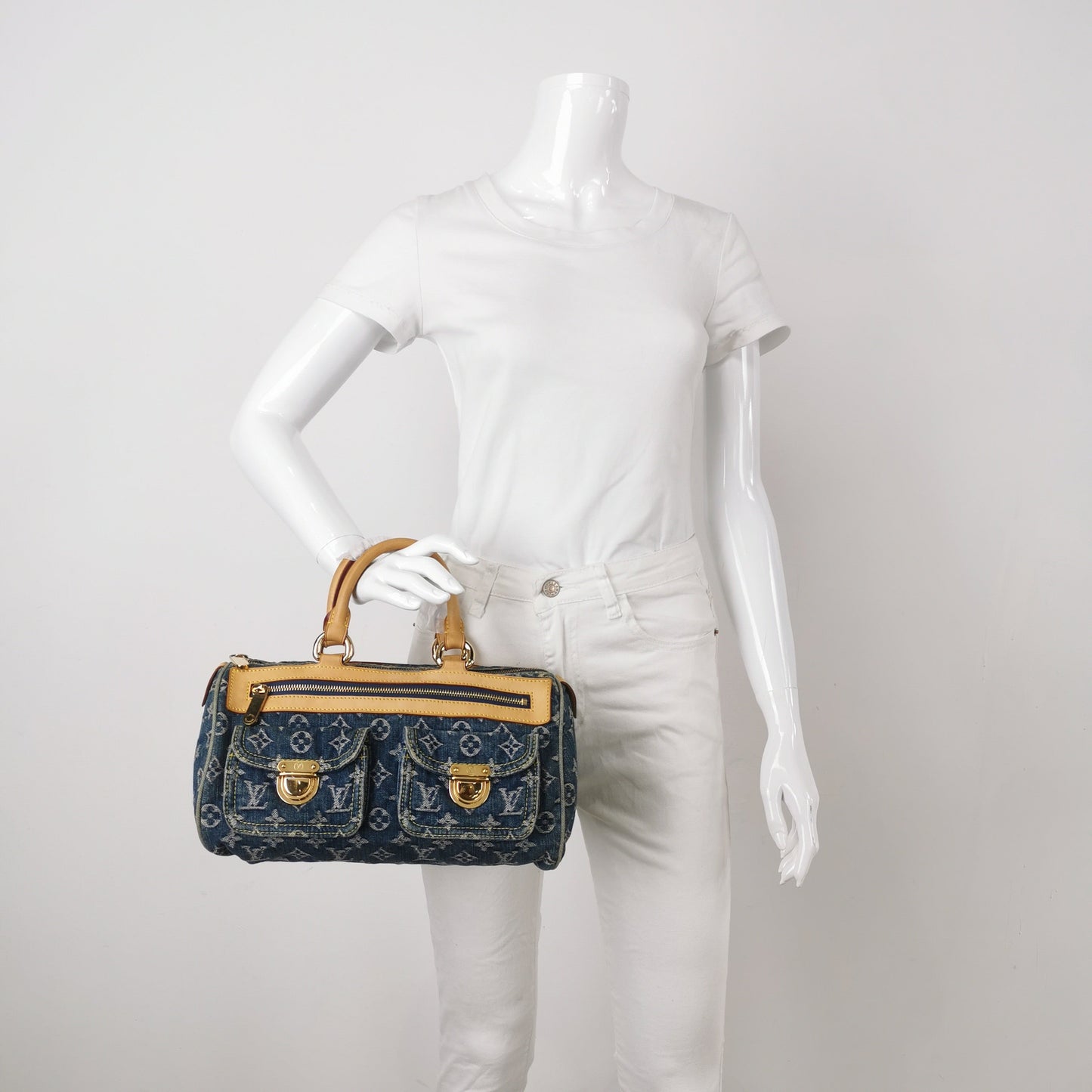 Louis Vuitton Blue Denim Neo Speedy Boston Bag