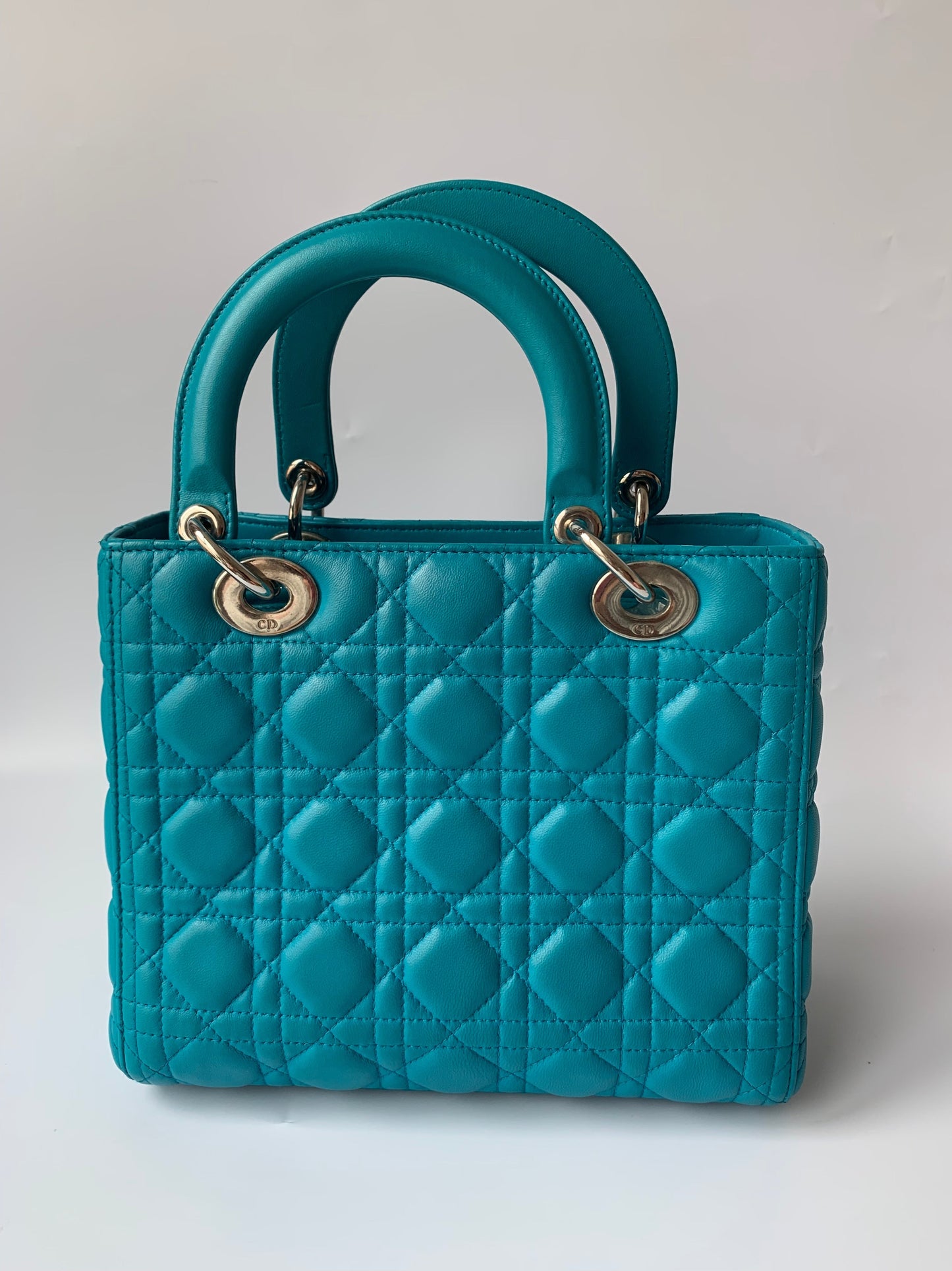 Lady Dior Medium Bag Blue Cannage Lambskin Leather