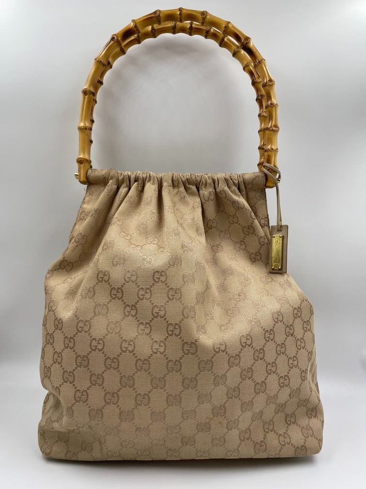 Gucci Bamboo Leather Nylon Handbag Style 1