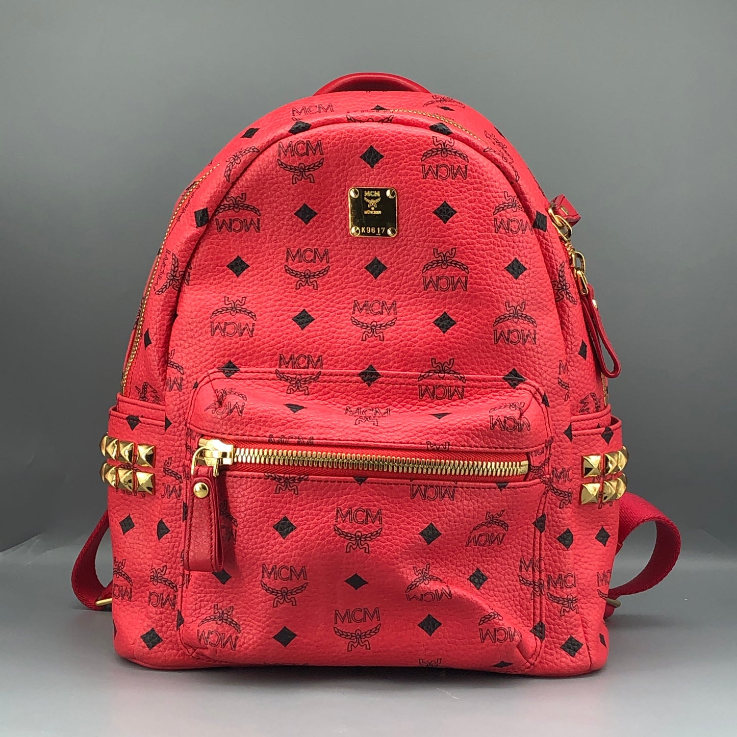 MCM Visetos Coated Canvas Small Backpack Hot Pink