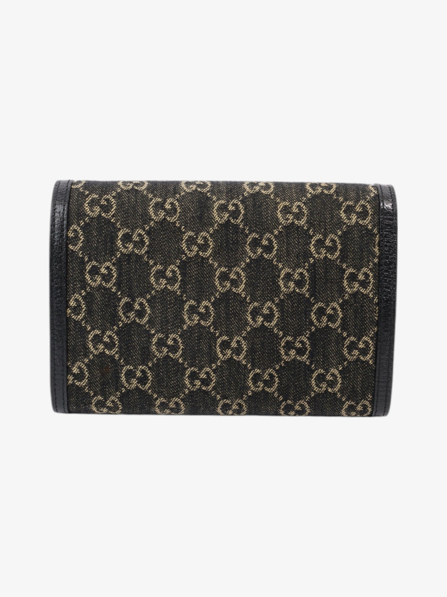Gucci Dionysus Chain Wallet Black / GG Supreme / Ivory Denim