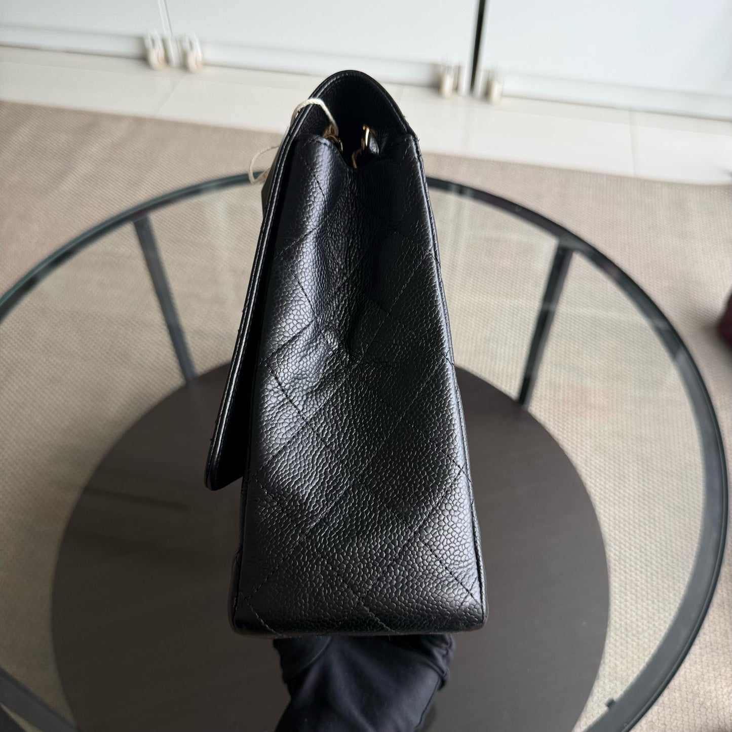 Chanel Classic Flap Maxi - Caviar 33CM Single Flap Black Gold Hardware Series 13