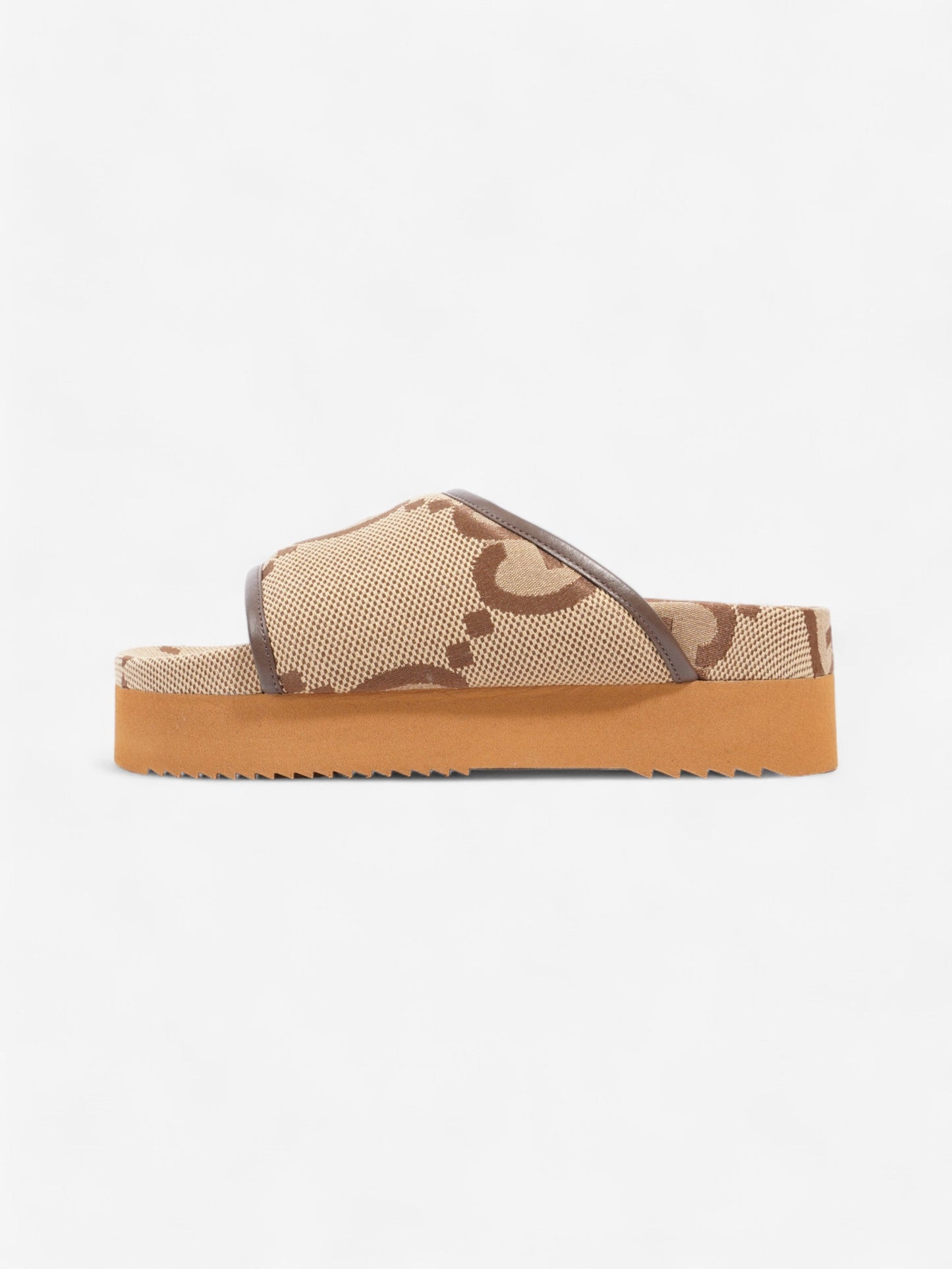 Gucci GG Platform Slides Beige And Ebony GG Supreme Canvas EU 38 UK 5
