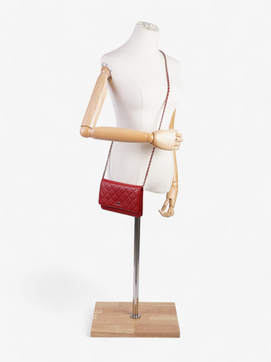 Chanel Wallet On Chain Red Lambskin Leather