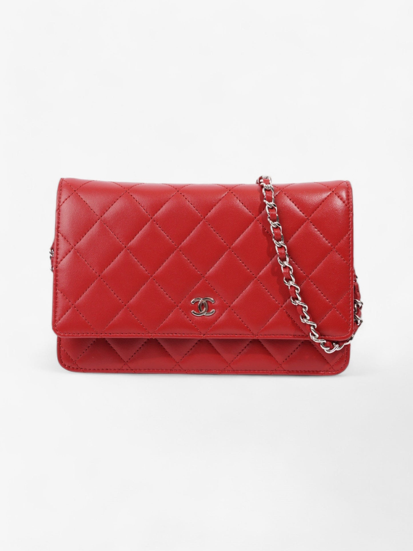 Chanel Wallet On Chain Red Lambskin Leather