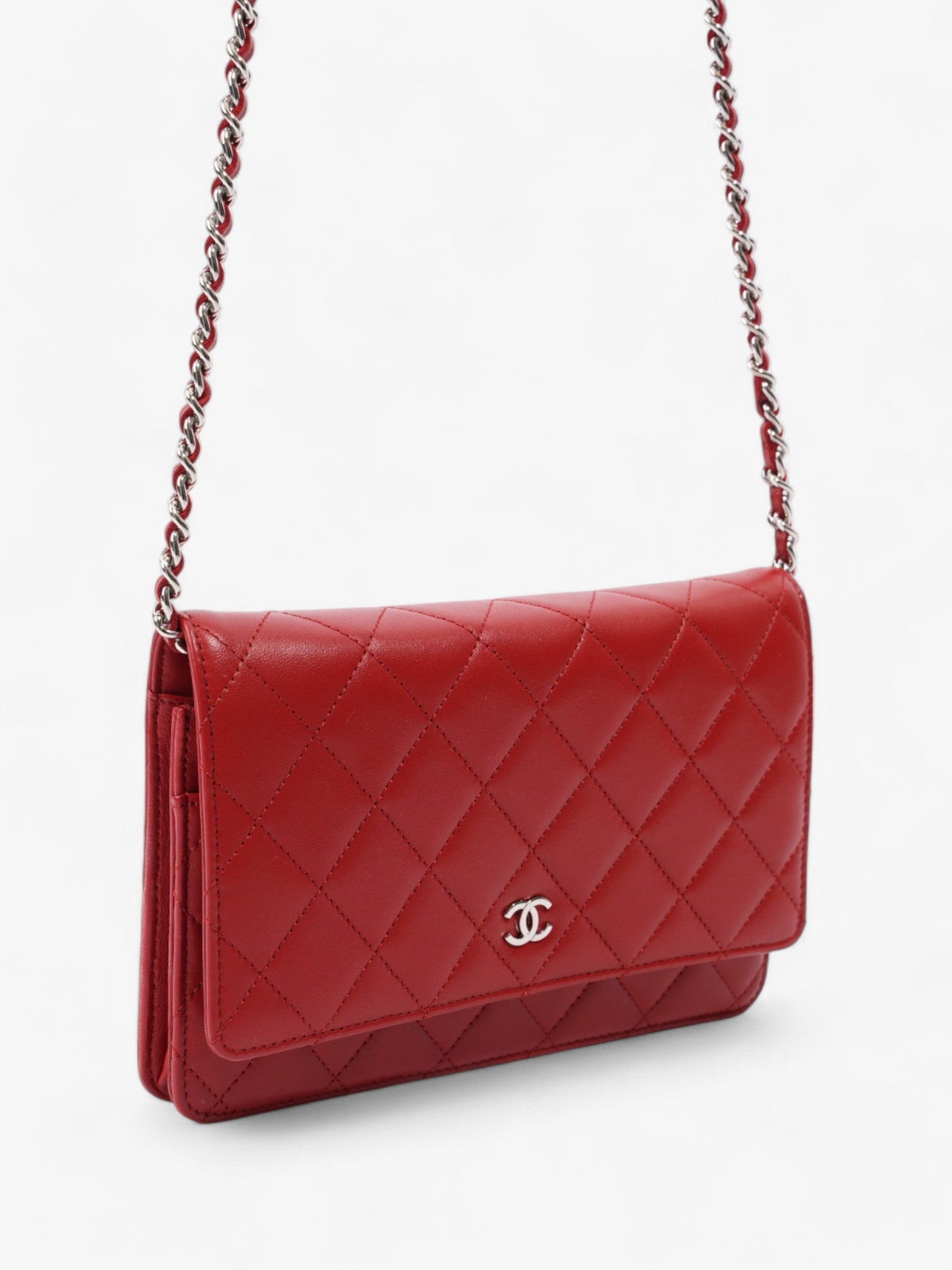 Chanel Wallet On Chain Red Lambskin Leather