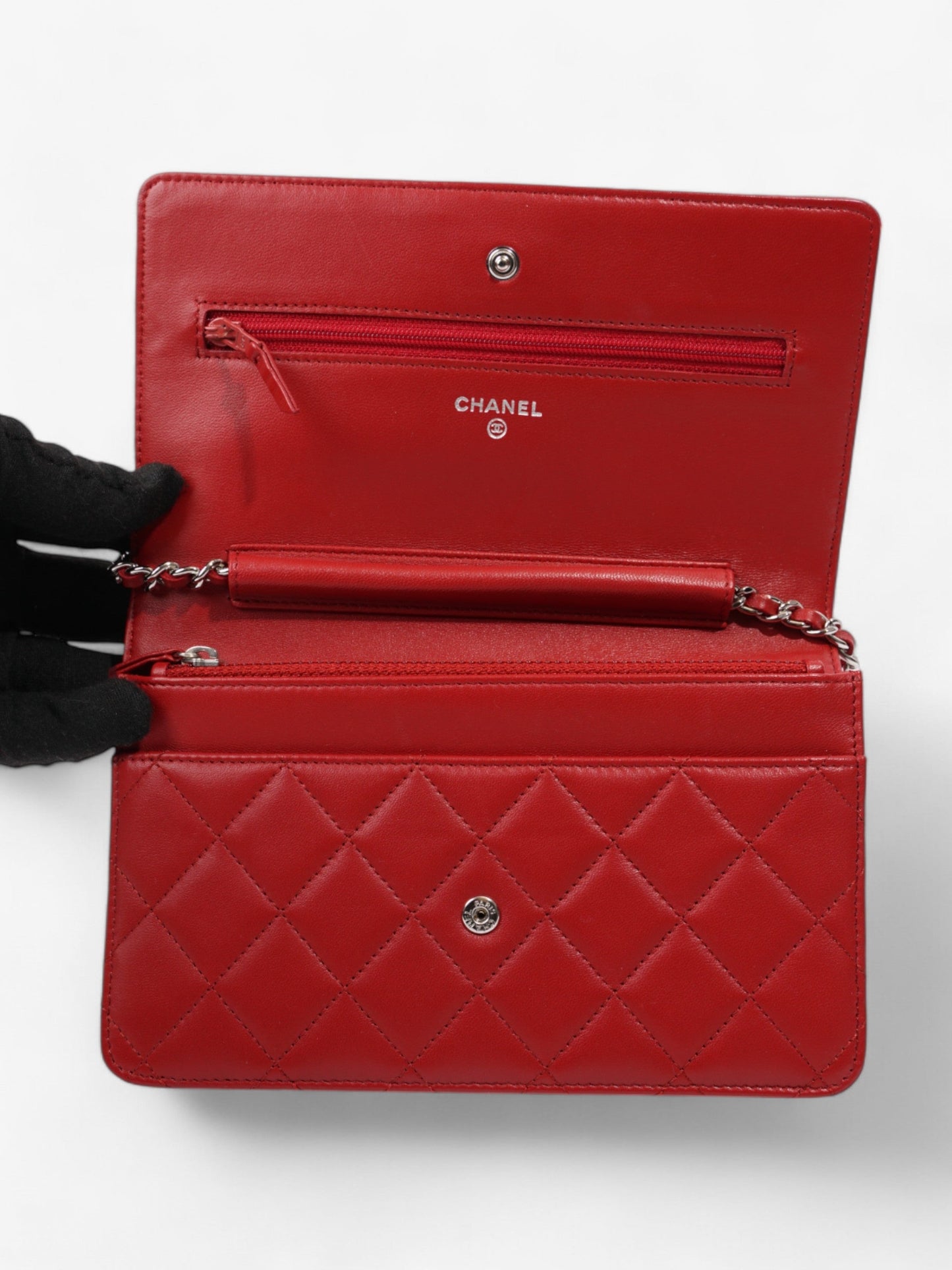 Chanel Wallet On Chain Red Lambskin Leather