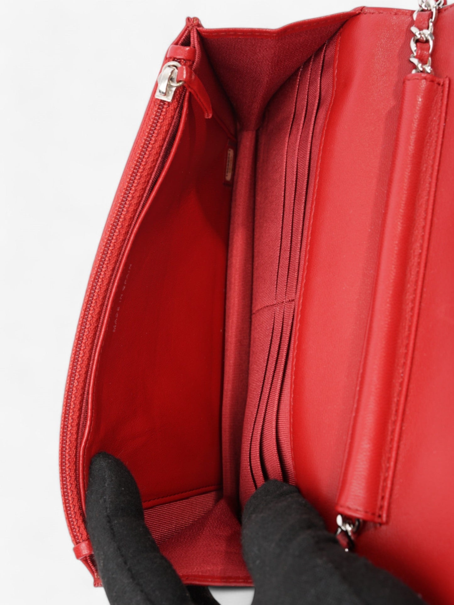 Chanel Wallet On Chain Red Lambskin Leather