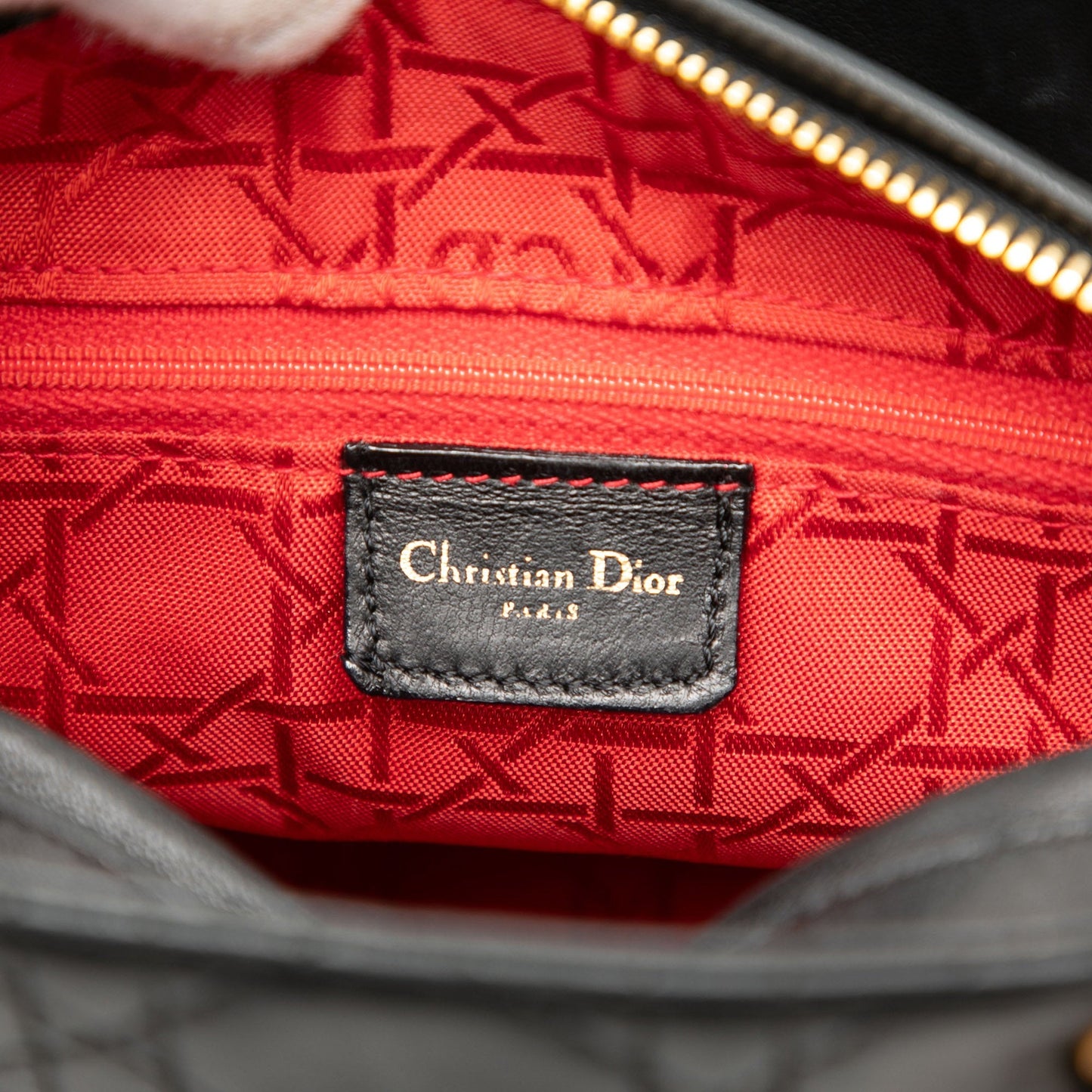 Black Dior Medium Lambskin Cannage Lady Dior Satchel