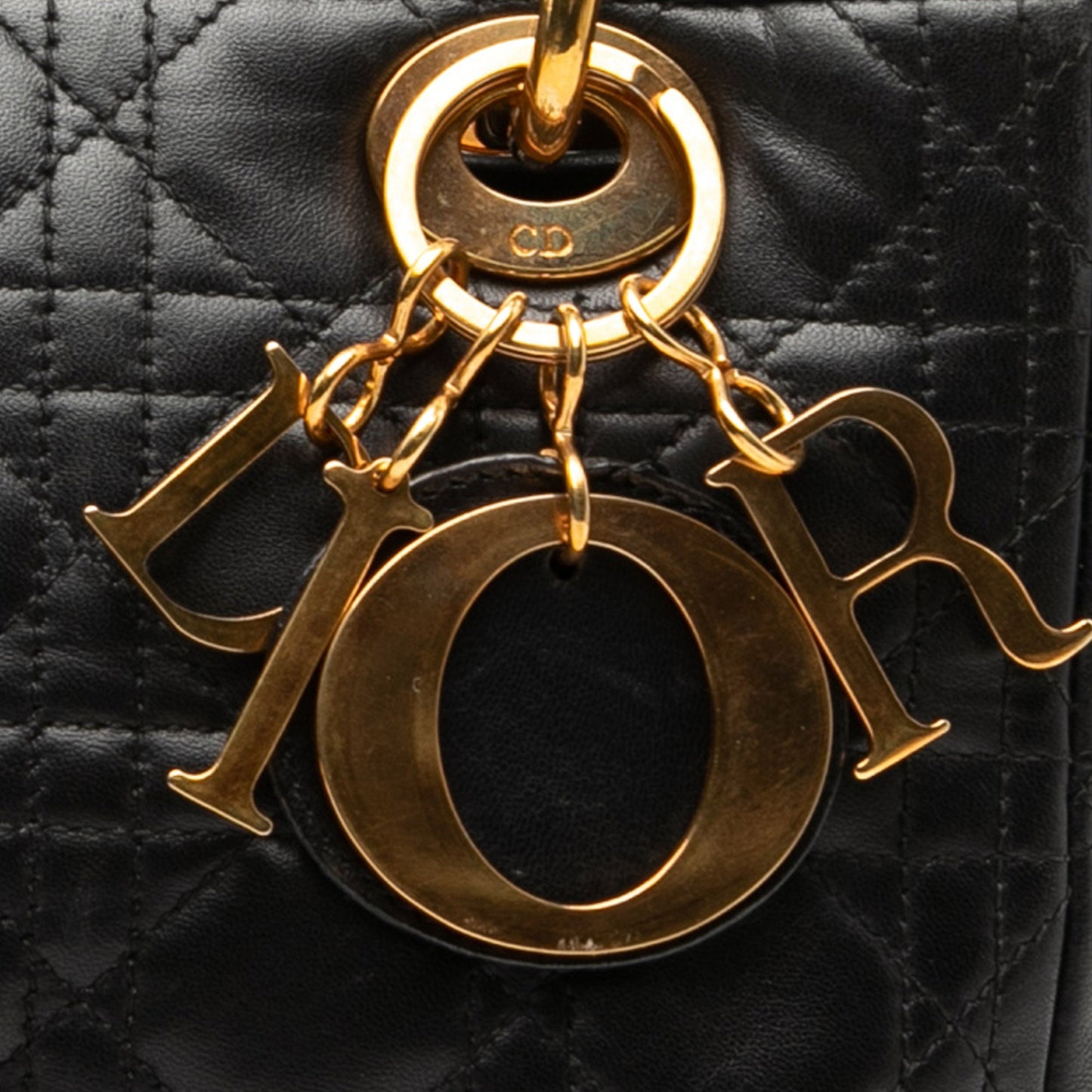 Black Dior Medium Lambskin Cannage Lady Dior Satchel
