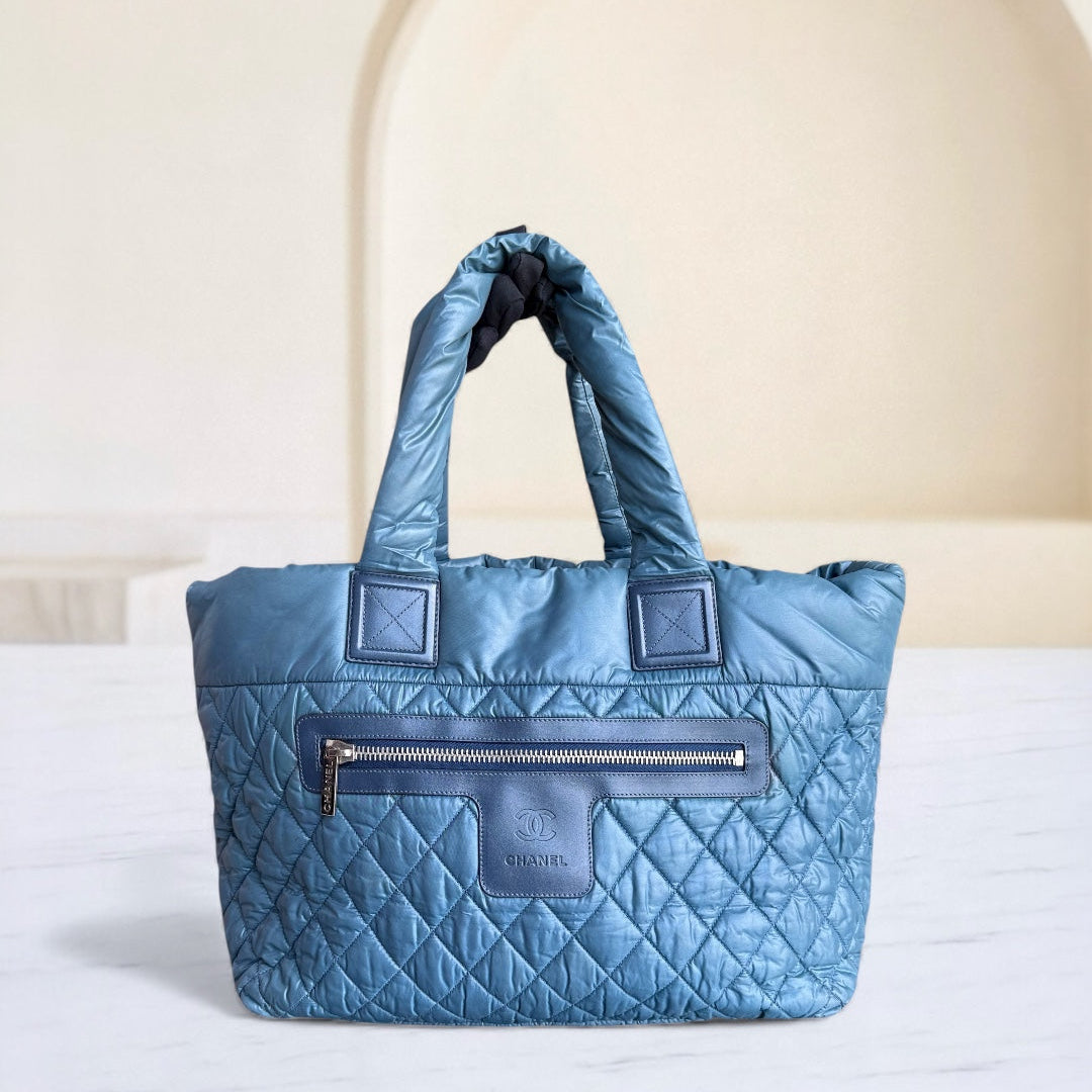 Chanel Coco Cocoon Quilted Nylon Tote Blue No 13