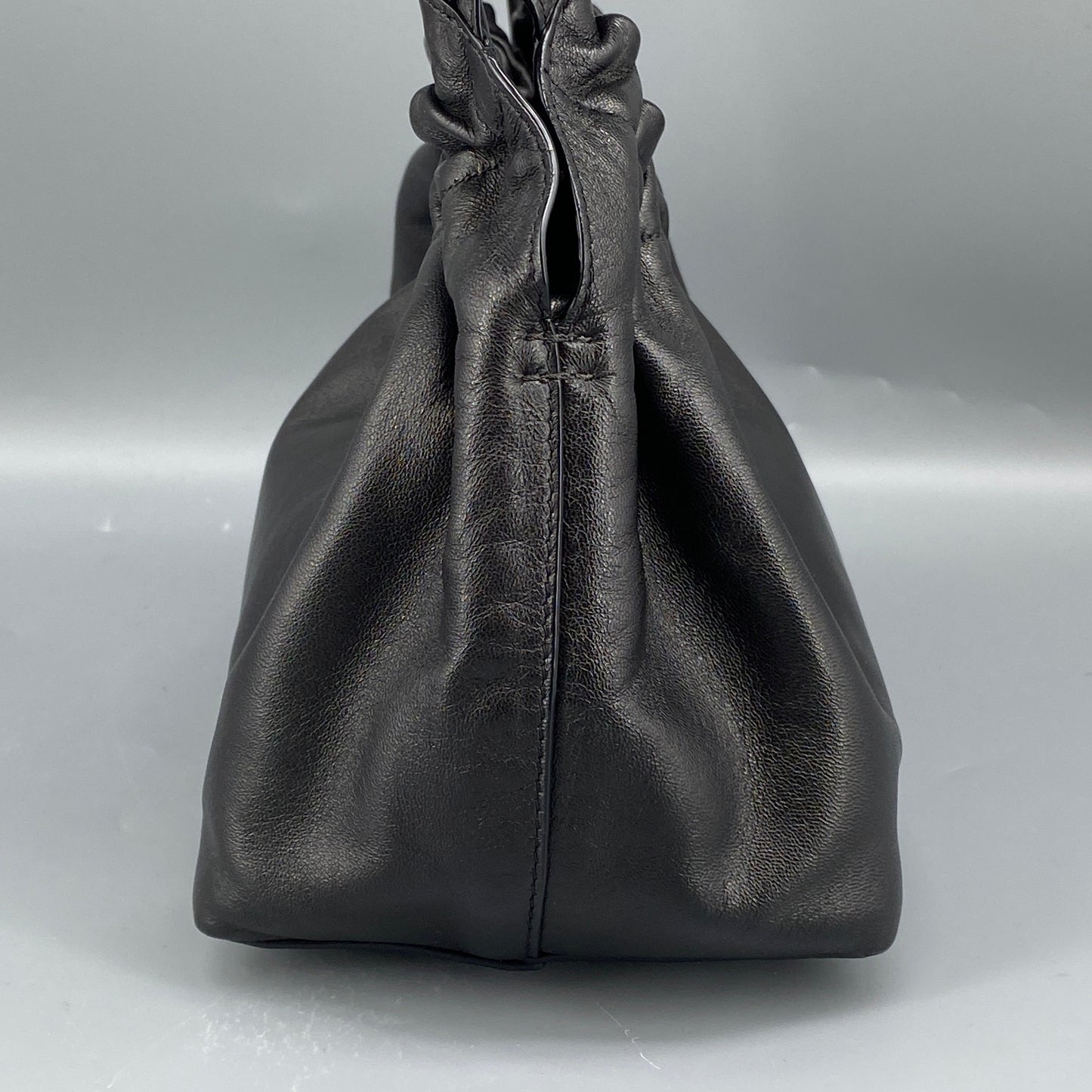 The Row Double Circle Bag Soft Black Leather Shoulder Bag