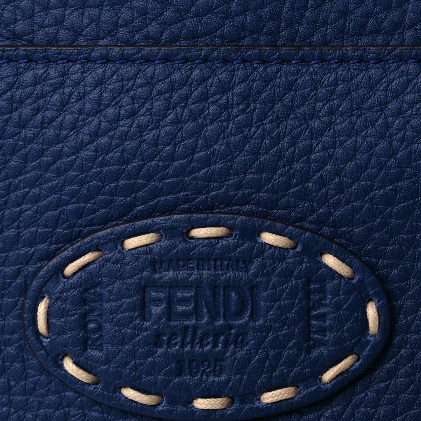 Fendi Vitello Granato Camoscio Selleria Macro Stitchings Medium Peekaboo I SEE U Satchel Blue Cyan