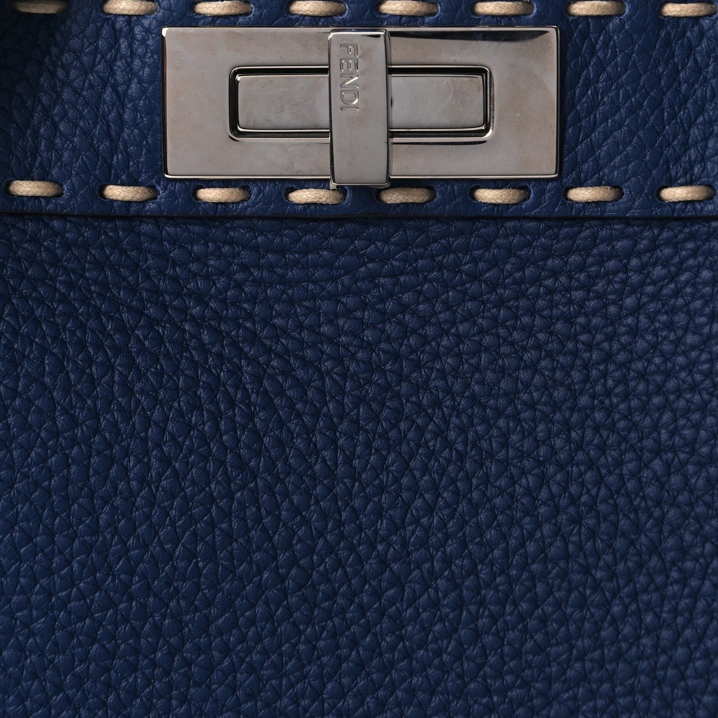 Fendi Vitello Granato Camoscio Selleria Macro Stitchings Medium Peekaboo I SEE U Satchel Blue Cyan
