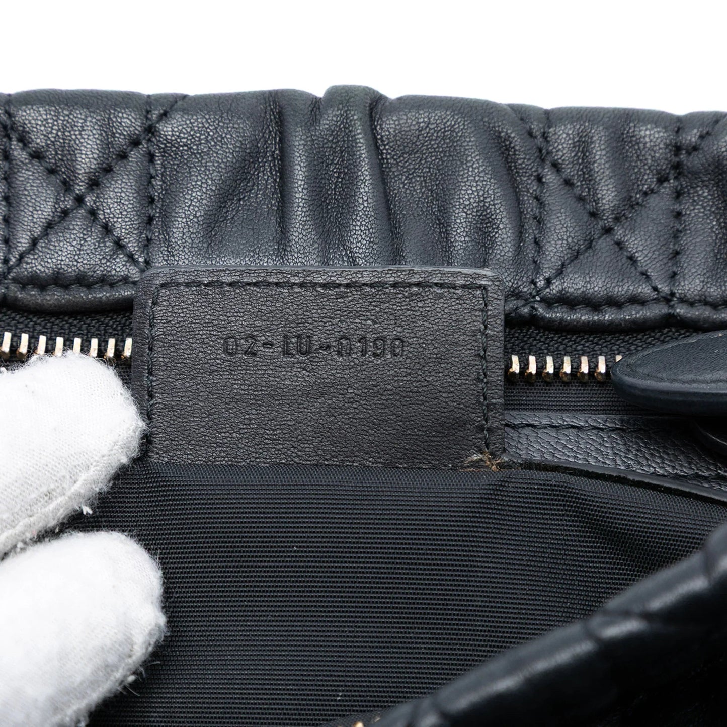 Black Dior Calfskin Cannage Rose Clutch