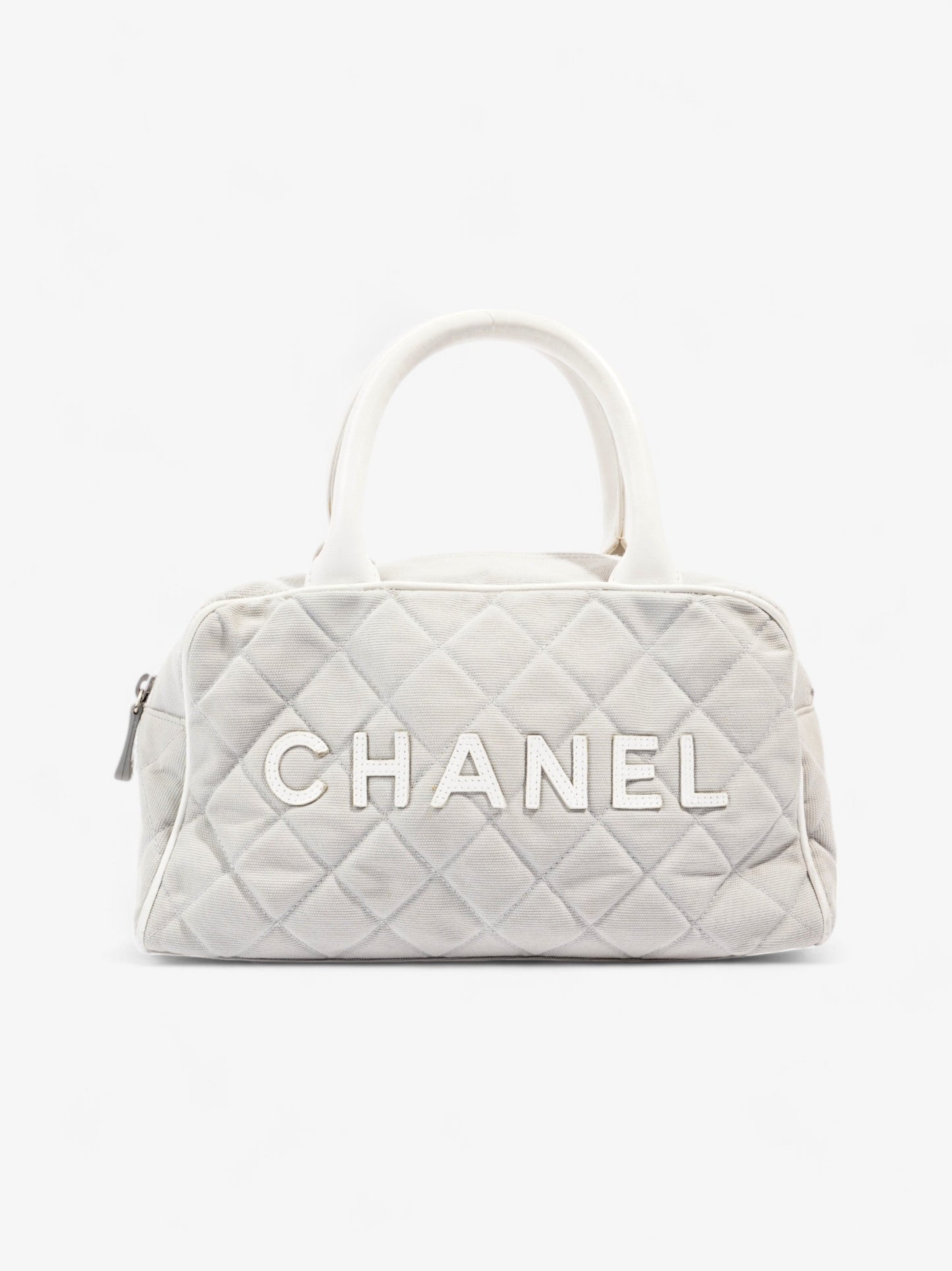 Chanel Sports Line Boston Bag Grey / White Cotton