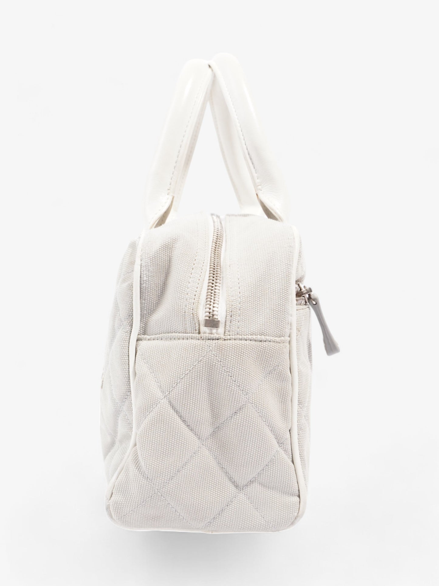 Chanel Sports Line Boston Bag Grey / White Cotton