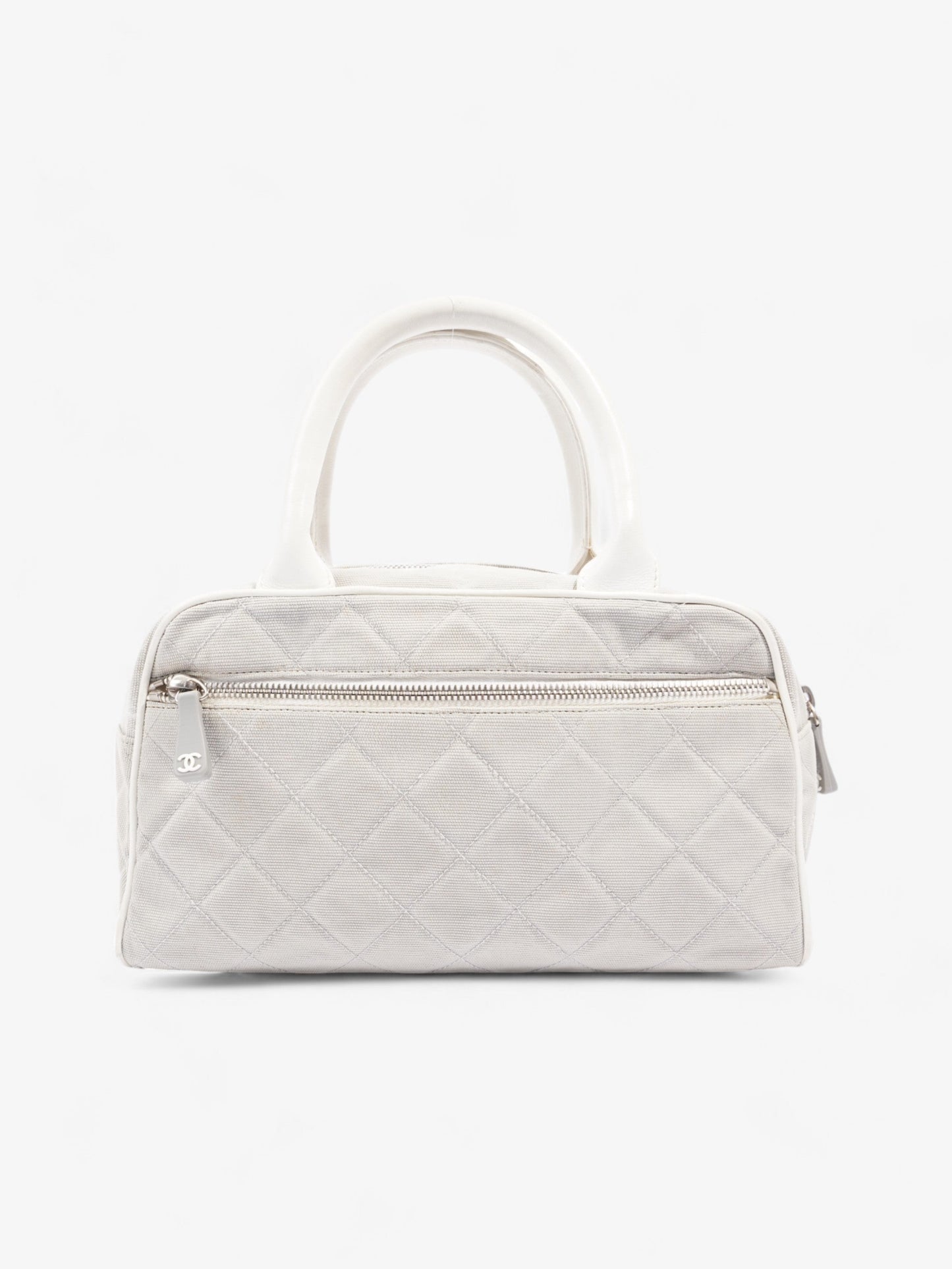 Chanel Sports Line Boston Bag Grey / White Cotton