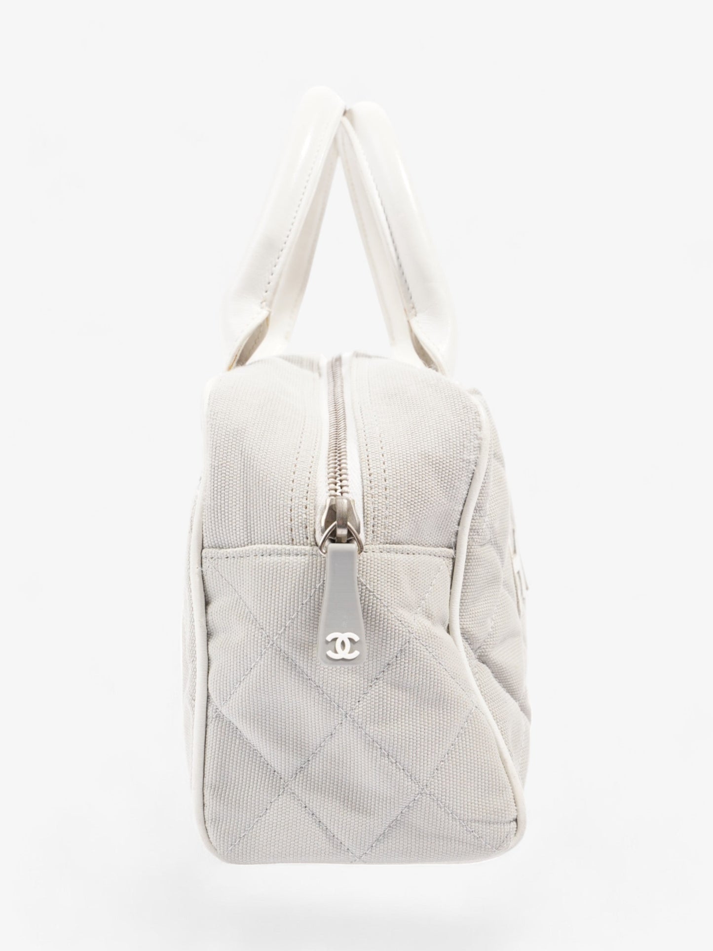 Chanel Sports Line Boston Bag Grey / White Cotton