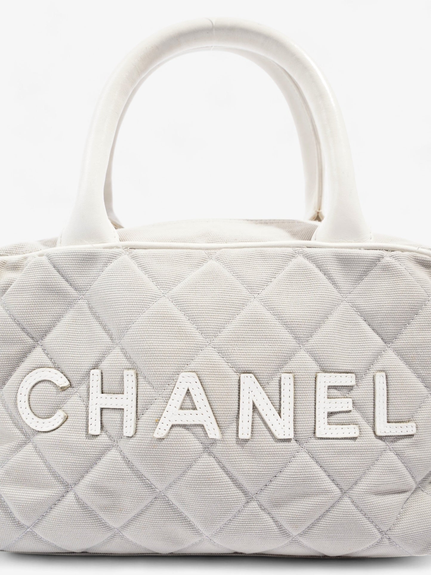 Chanel Sports Line Boston Bag Grey / White Cotton