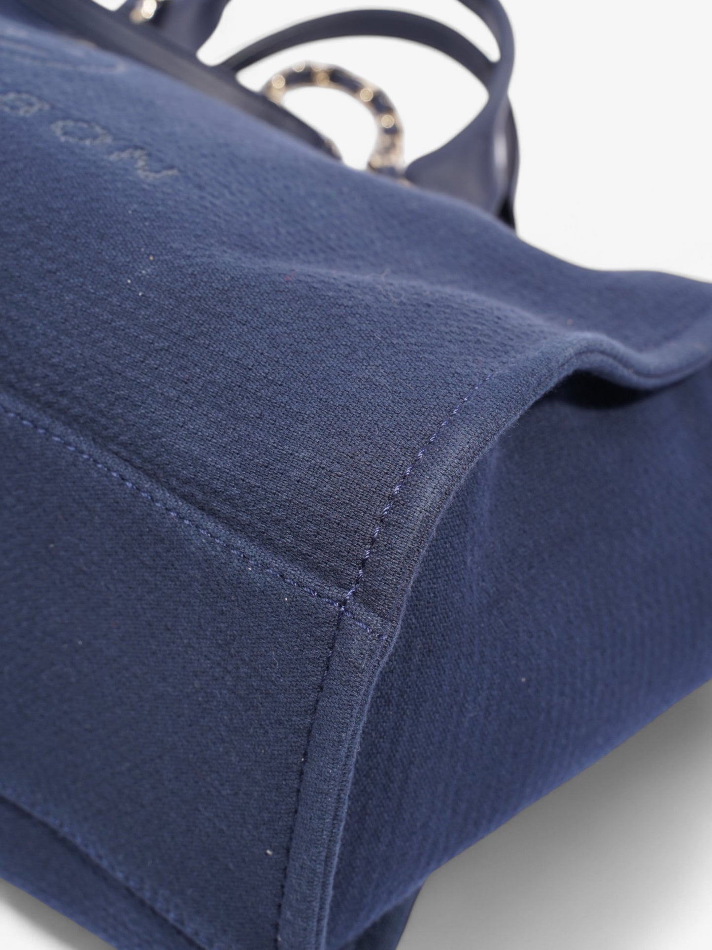 Chanel Deauville Tote Navy Blue Fabric Large