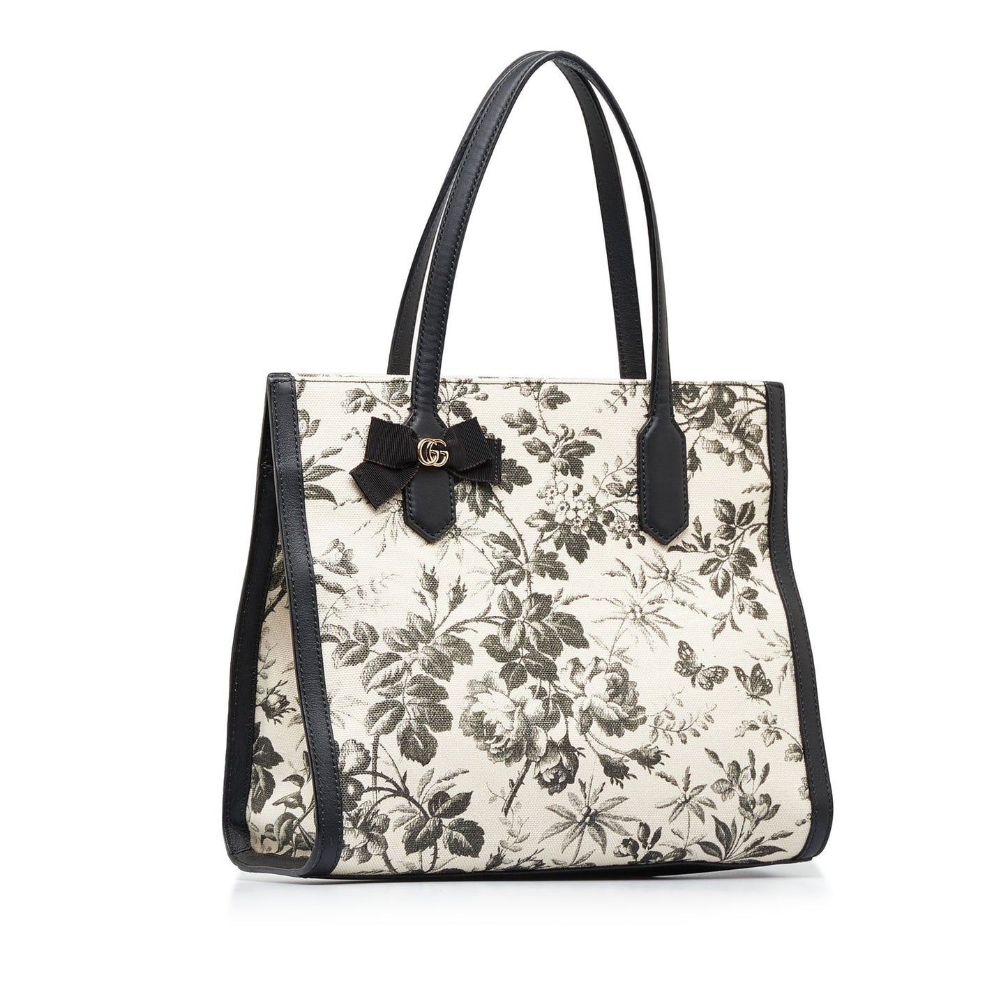 Gucci Brown Leather Canvas Tote Style 26