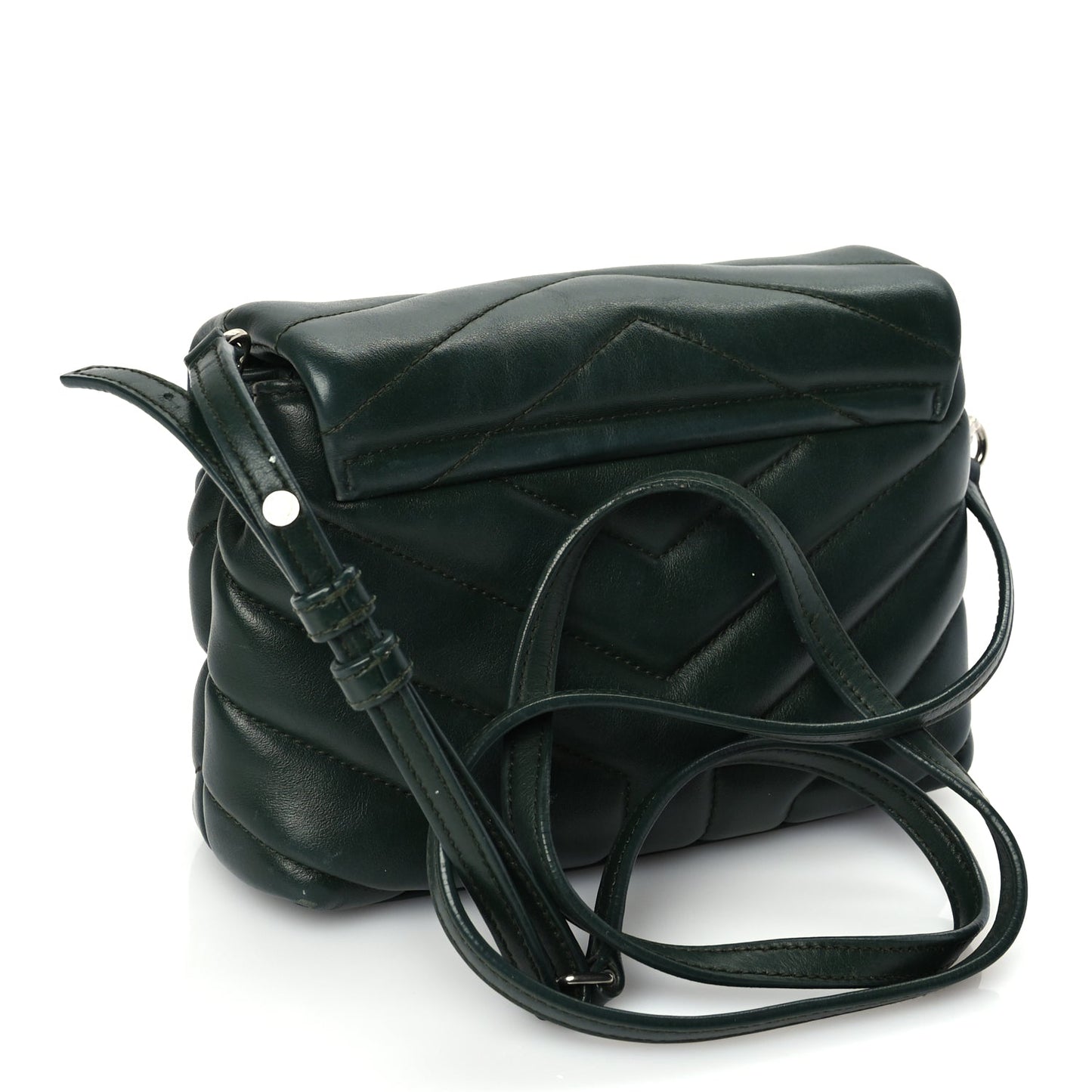 Saint Laurent Calfskin Y Quilted Monogram Toy Loulou Crossbody Bag Deep Green