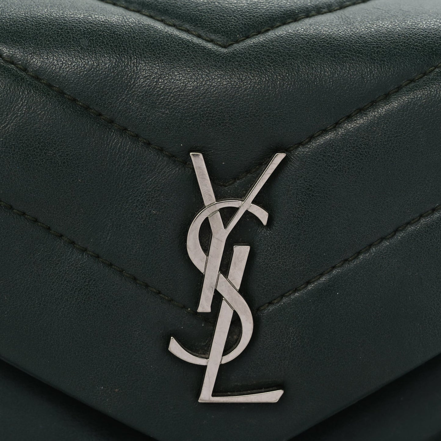 Saint Laurent Calfskin Y Quilted Monogram Toy Loulou Crossbody Bag Deep Green