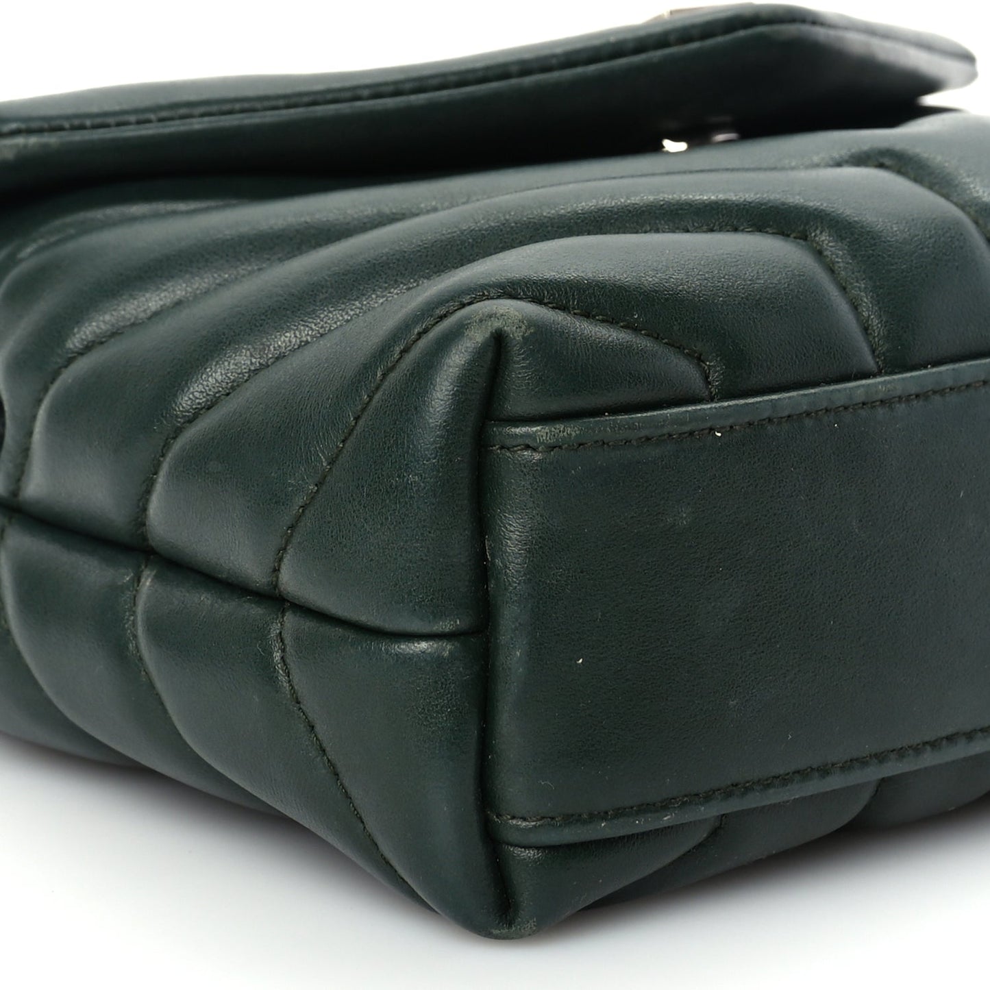 Saint Laurent Calfskin Y Quilted Monogram Toy Loulou Crossbody Bag Deep Green