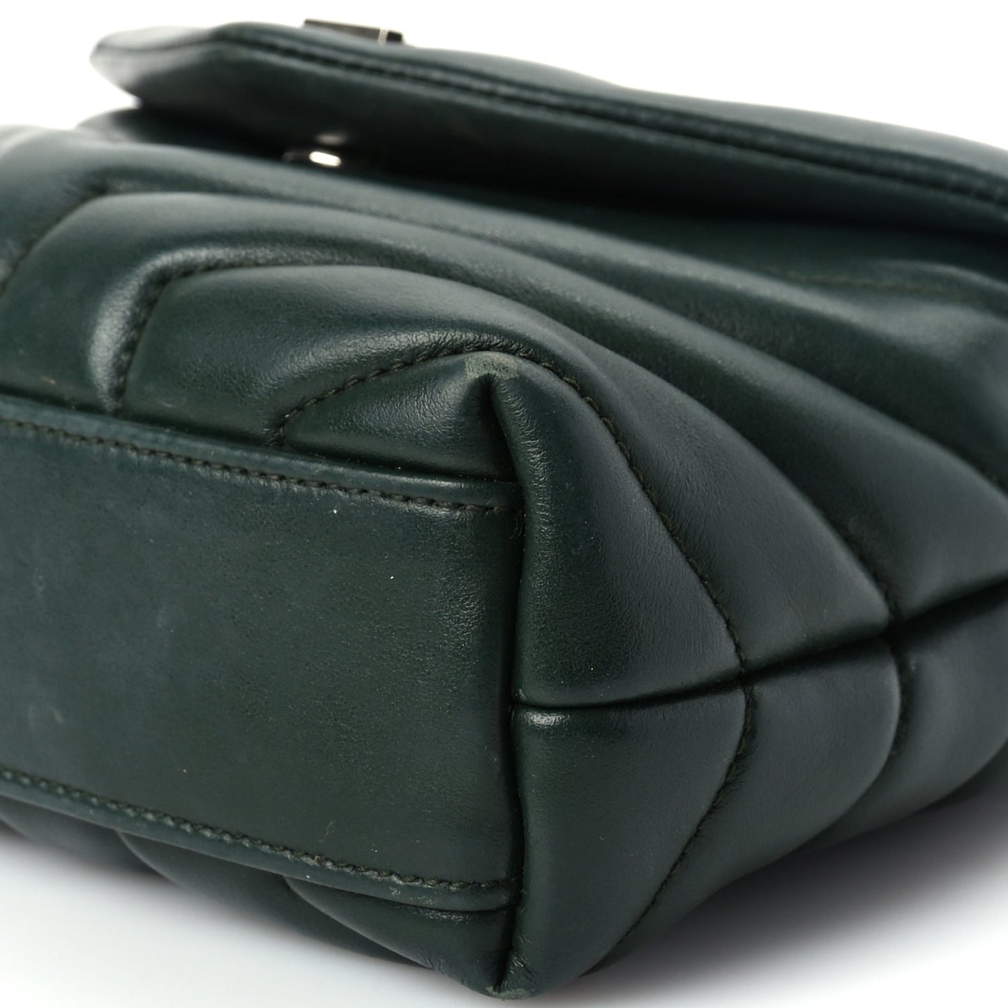 Saint Laurent Calfskin Y Quilted Monogram Toy Loulou Crossbody Bag Deep Green