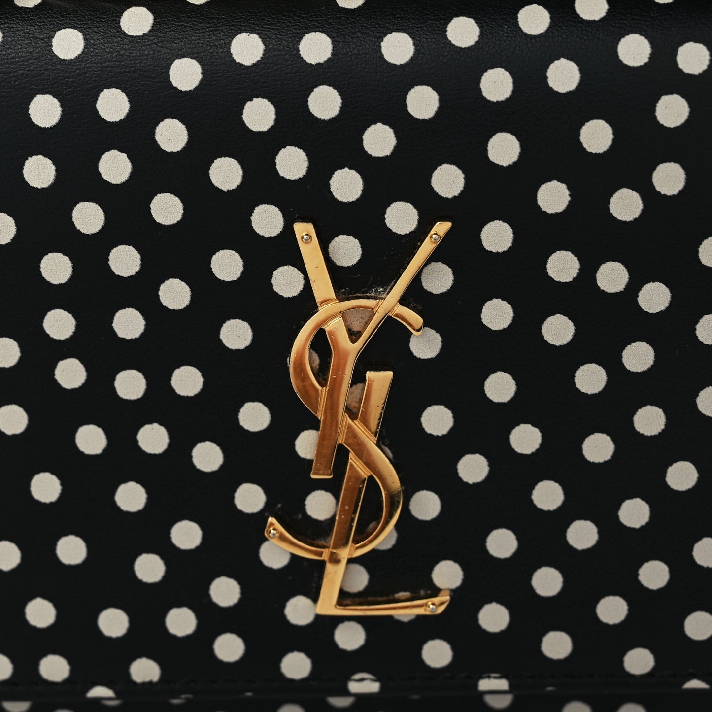 Saint Laurent Calfskin Polka Dot Medium Monogram Sunset Black Crema Soft