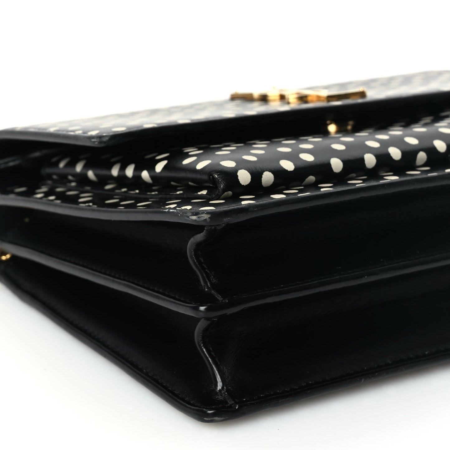 Saint Laurent Calfskin Polka Dot Medium Monogram Sunset Black Crema Soft