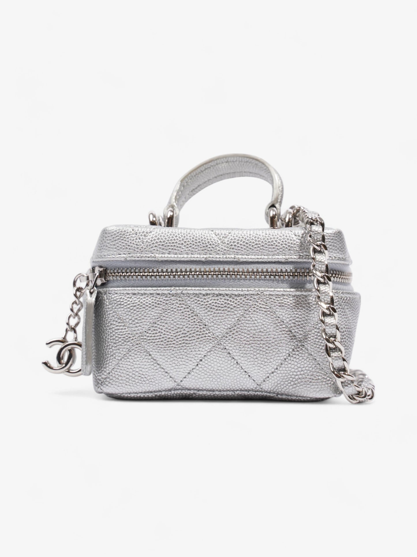 Chanel Vanity with Chain Silver Caviar Leather Mini