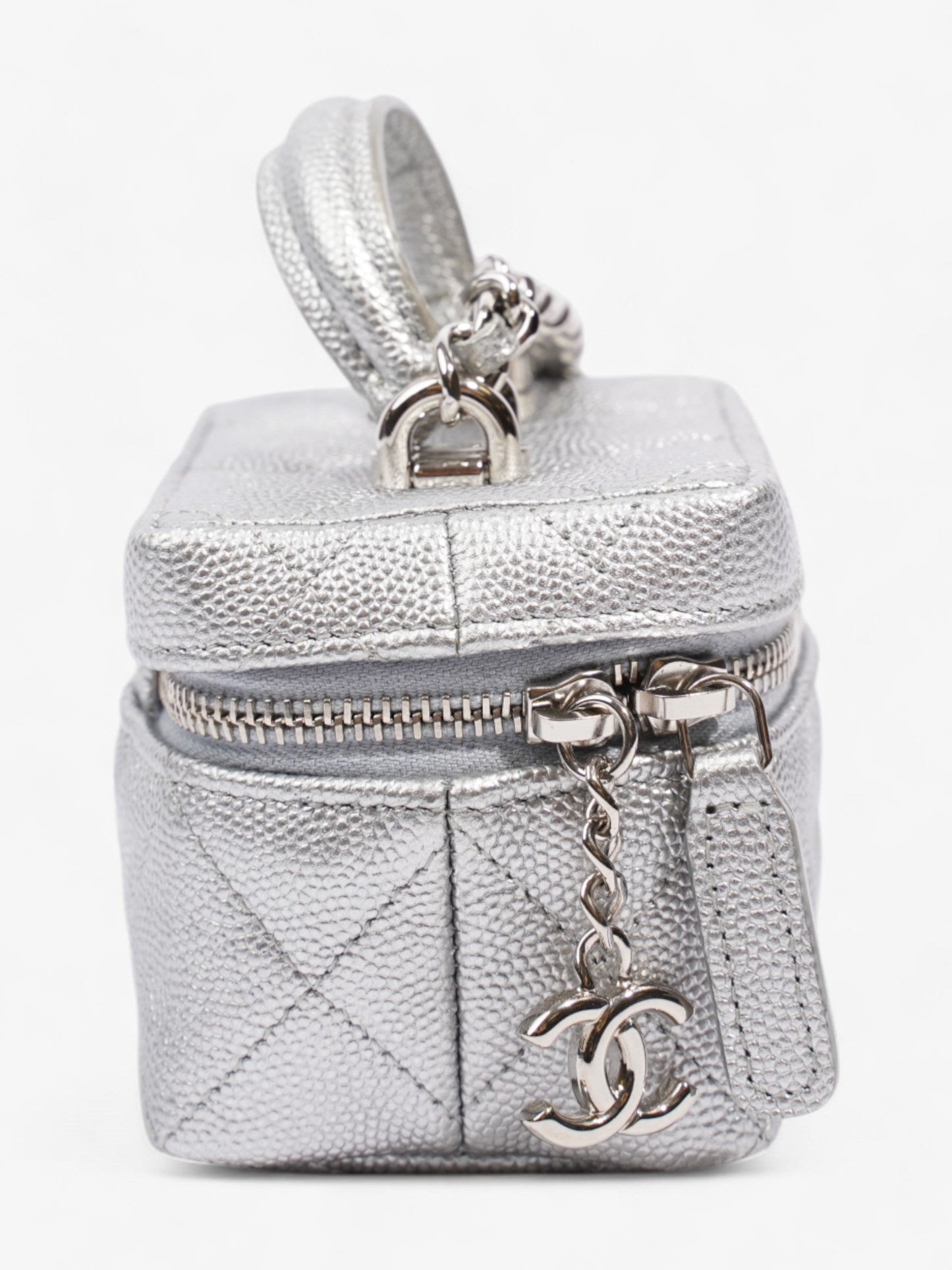Chanel Vanity with Chain Silver Caviar Leather Mini