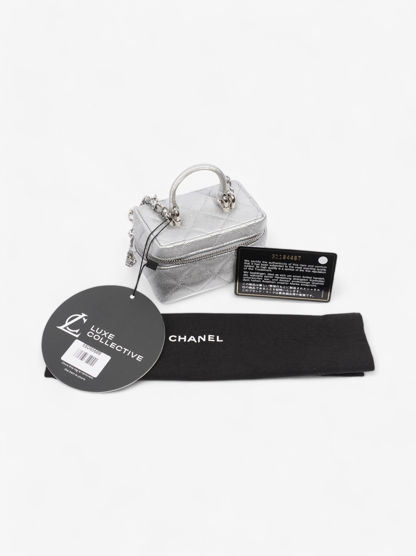 Chanel Vanity with Chain Silver Caviar Leather Mini