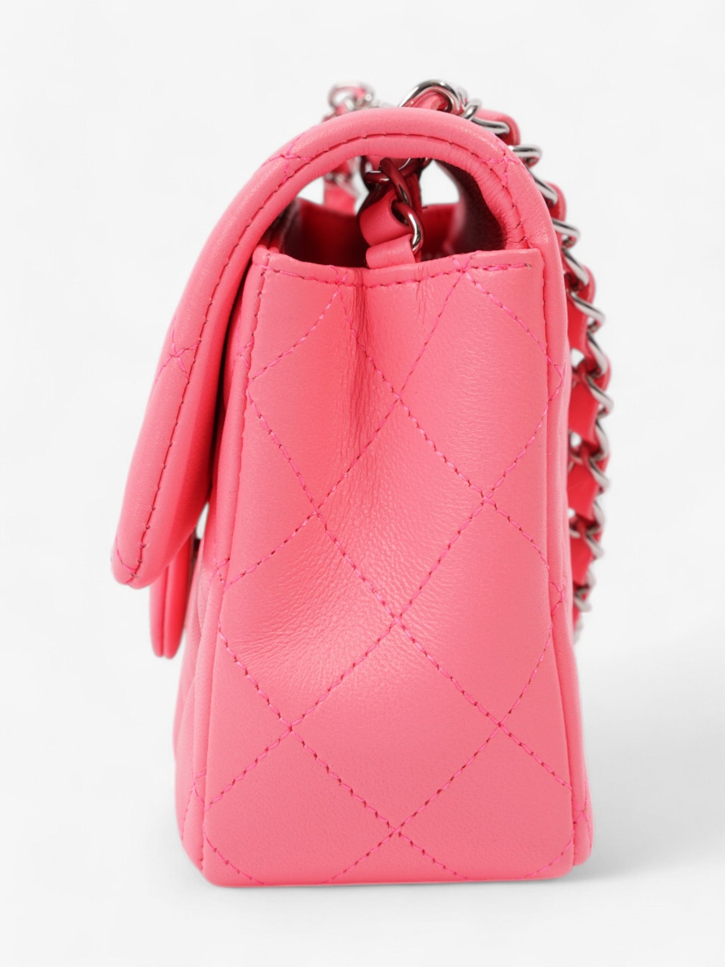 Chanel Classic Flap Neon Pink Lambskin Leather Mini