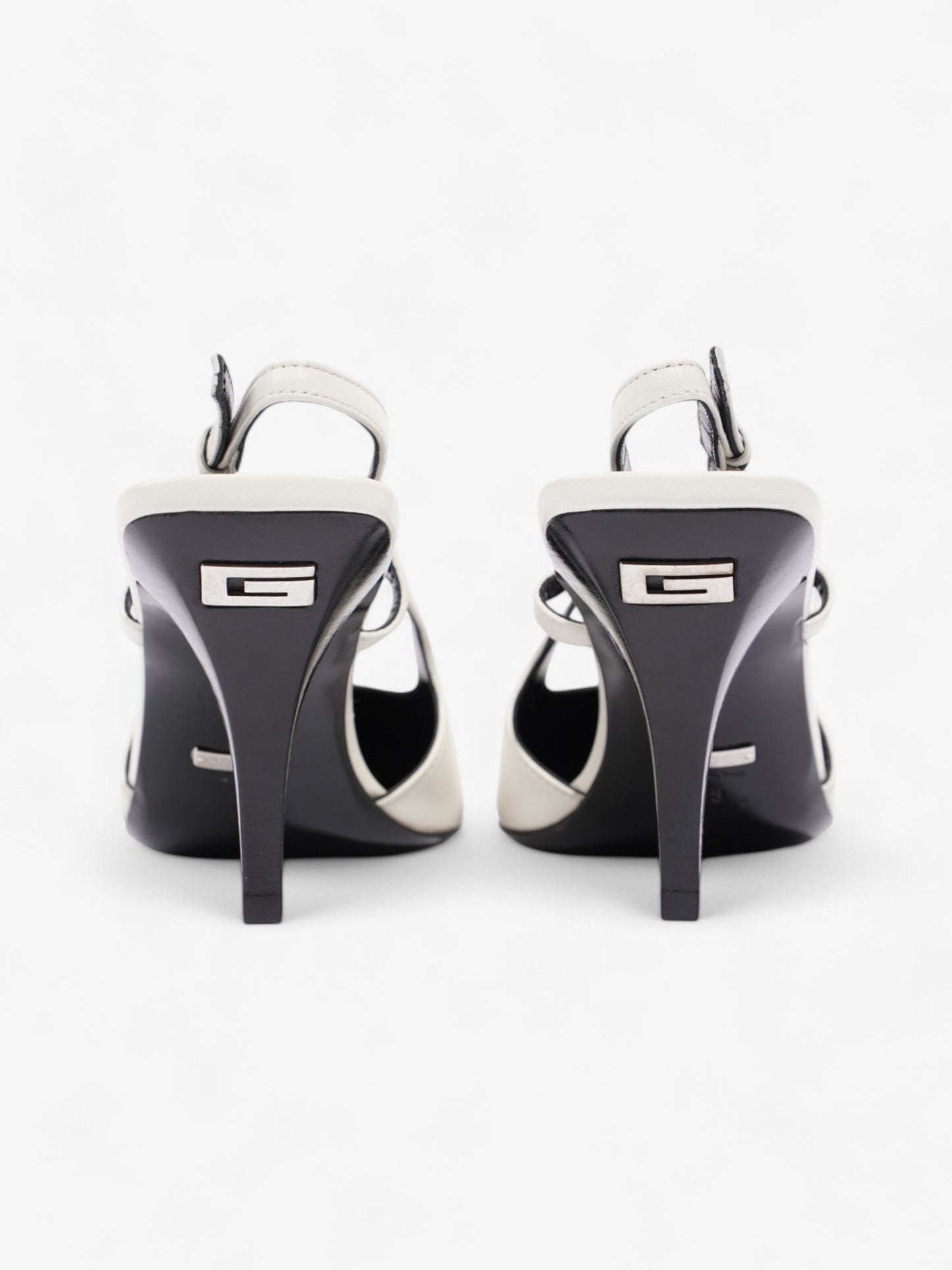 Gucci Slingback Pumps 75mm White / Black Leather EU 38 UK 5
