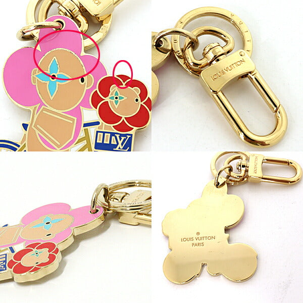 LOUIS VUITTON Bag charm M00871 Gold Plated Enamel multicolor Bag Charm Key Holder Vivienne Vero Christmas Women