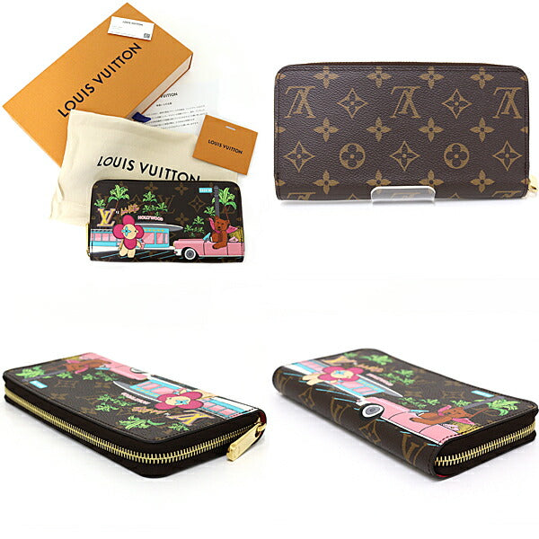 LOUIS VUITTON Long Wallet Purse M80857 Monogram canvas leather (cowhide) Brown Pink Gold Metal Long Wallet Purse Zippy wallet Vivienne Women