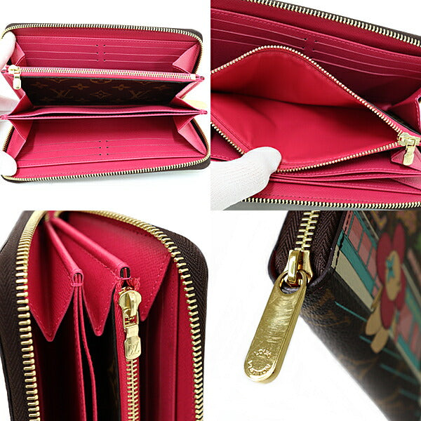 LOUIS VUITTON Long Wallet Purse M80857 Monogram canvas leather (cowhide) Brown Pink Gold Metal Long Wallet Purse Zippy wallet Vivienne Women