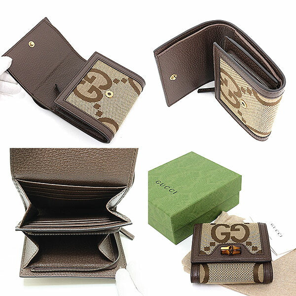 GUCCI Bifold Wallet 658635 GG canvas Brown Gucci Diana Jumbo GG Compact Wallet