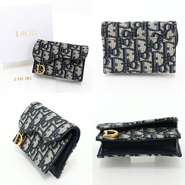 Dior Card Case canvas blue Saddle Card Holder
