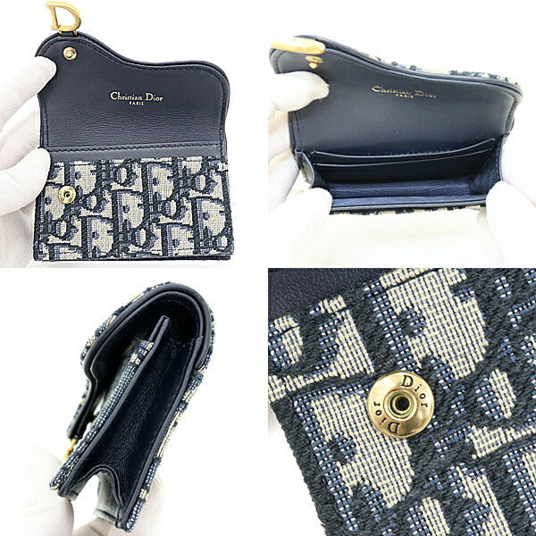 Dior Card Case canvas blue Saddle Card Holder